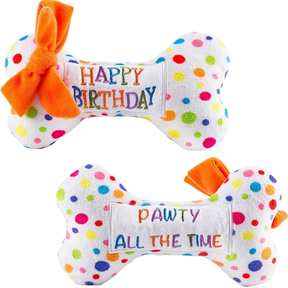 HAPPY BIRTHDAY Dog Squeeky Bone Toy